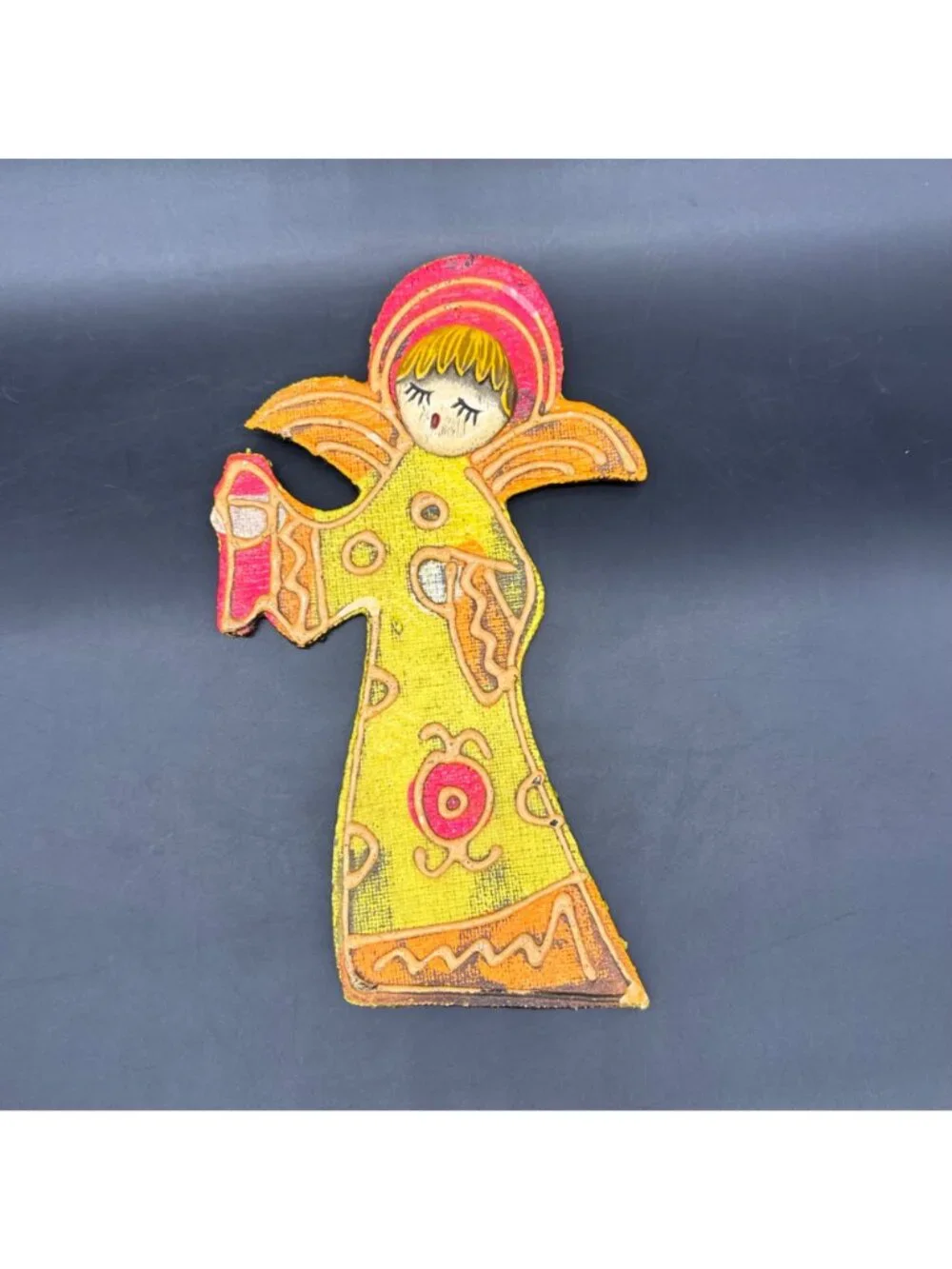 Vintage Christmas Ornament 1960s MCM Retro Psychedelic Angel Dayglo Japan Retro